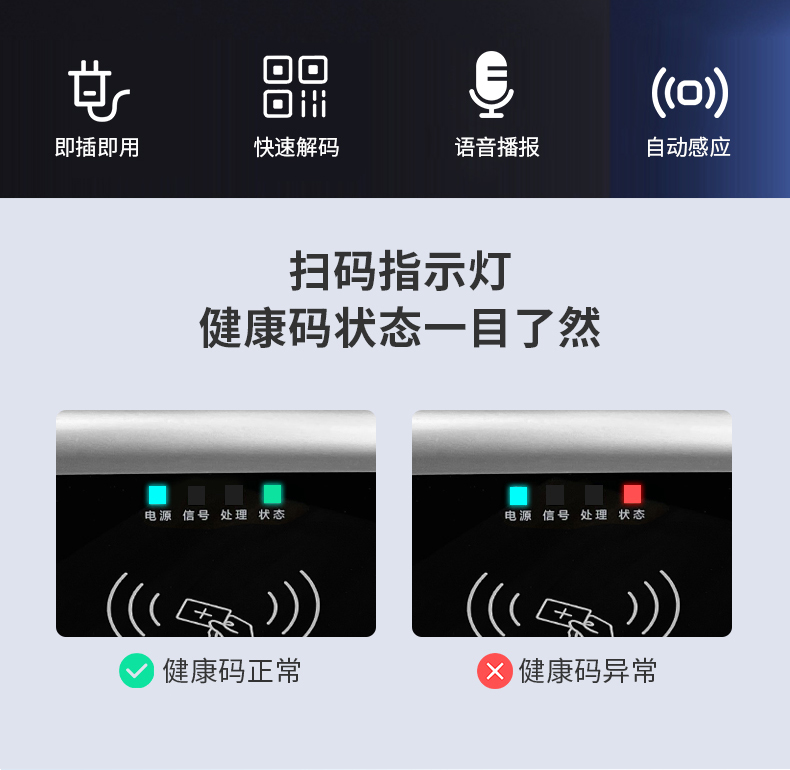 掃碼指示燈，健康碼狀態(tài)一目了然